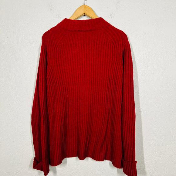 NEW! Tru Luxe Jeans Ribbed Mock Neck Sweater Long Sleeved Red Casual - L - Picture 4 of 5